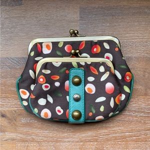 Hayden-Harnett Brown and Multi-Colored Double Coin Purse